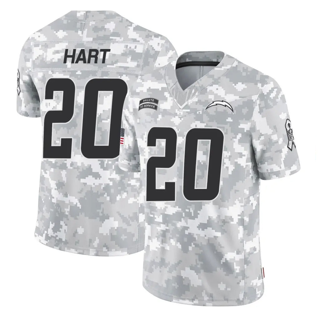 LA.Chargers #20 Cam Hart Player Arctic Camo Salute To Service Limited Game Qdoa Stitched Jerseys