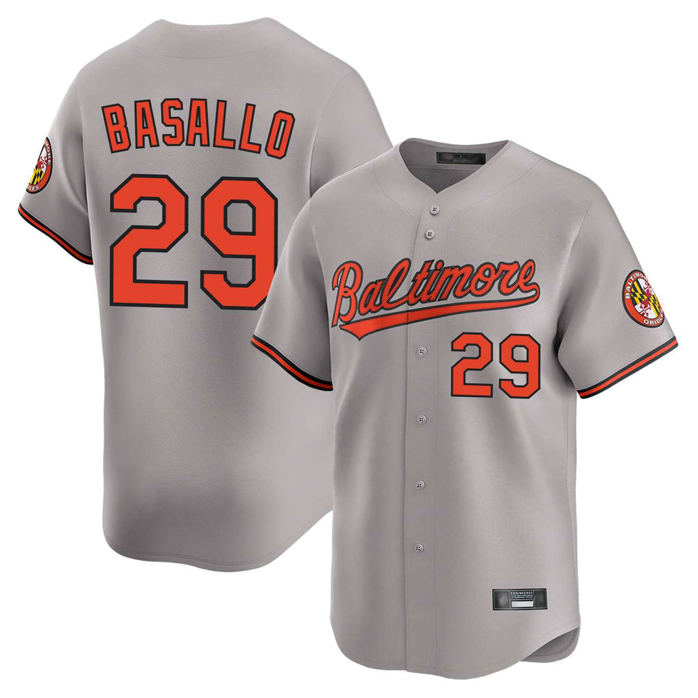 B.Orioles #29 Samuel Basallo Player Gray Limited Home Game Qdoa Stitched Jerseys