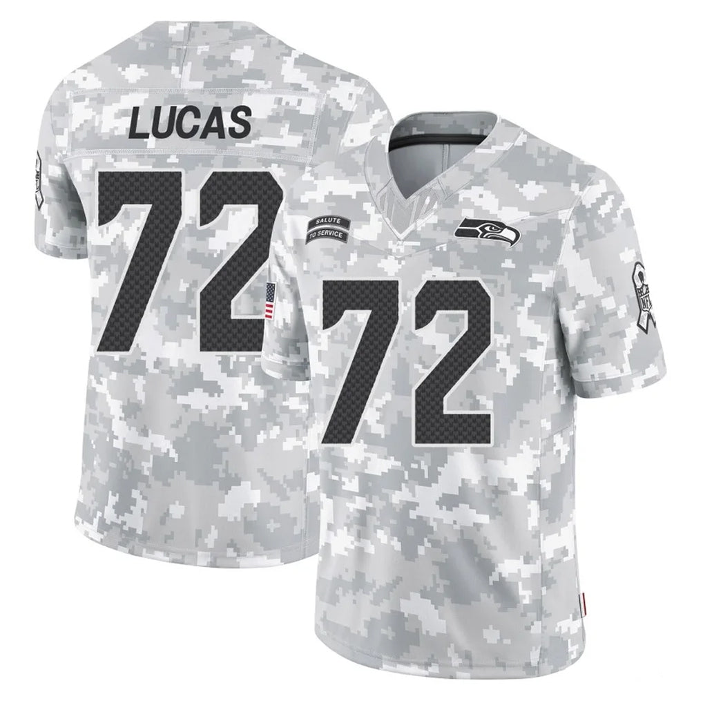 S.Seahawks #72 Abraham Lucas Player Arctic Camo Limited Salute To Service Home Game Qdoa Stitched Jerseys