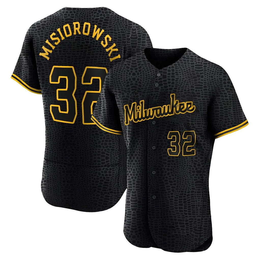 M.Brewers #32 Jacob Misiorowski Player Black Snake Skin City Home Limited Elite Qdoa Stitched Jerseys