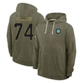 M.Dolphins #74 Kadyn Proctor Player Olive Salute to Service Pullover Hoodies Limited Qdoa Stitched Jerseys