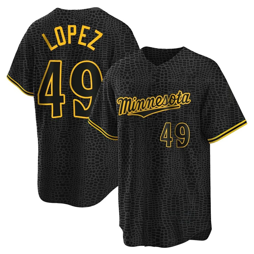 M.Twins #49 Pablo Lopez Player Black Snake Skin City Home Game Qdoa Stitched Jerseys