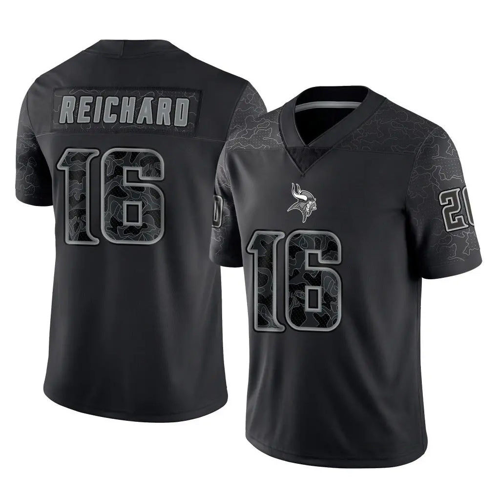 M.Vikings #16 Will Reichard Player Black Reflective LImited Home Game Qdoa Stitched Jerseys