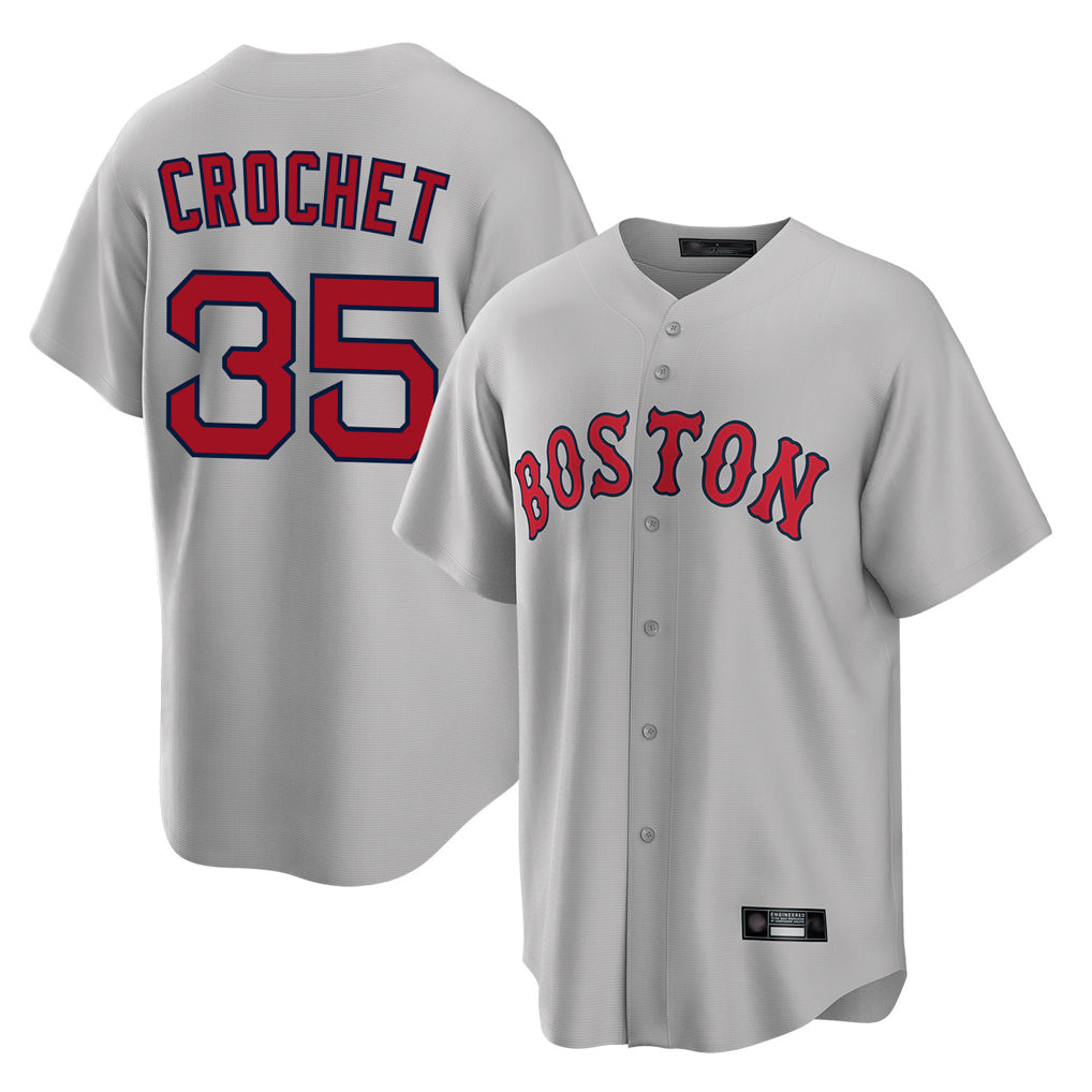 B.Red Sox #35 Garrett Crochet Player Gray Road Home Game Qdoa Stitched Jerseys