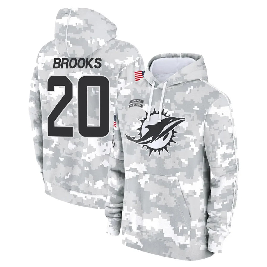 M.Dolphins #20 Jordyn Brooks Player Arctic Camo Salute to Service Hoodies Limited Game Qdoa Stitched Jerseys