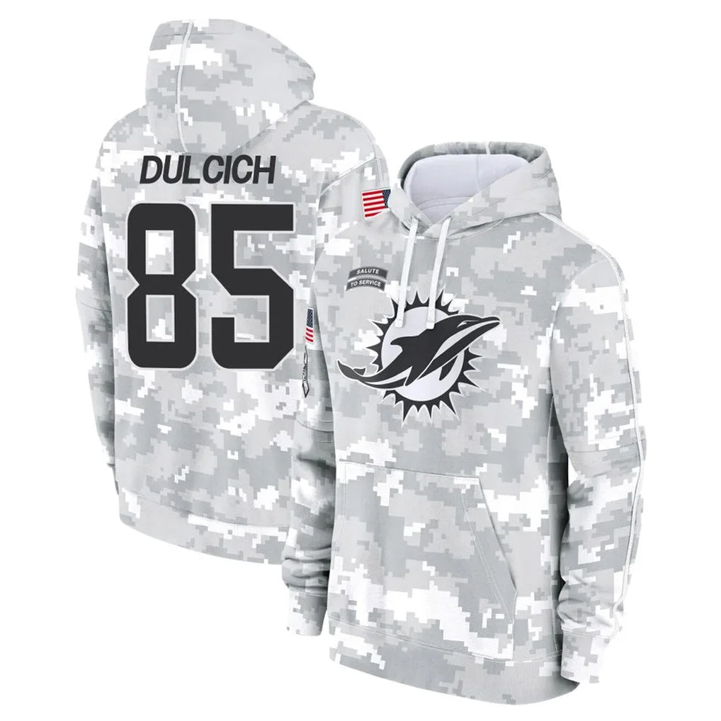 M.Dolphins #85 Greg Dulcich Player Arctic Camo Salute to Service Hoodies Limited Game Qdoa Stitched Jerseys
