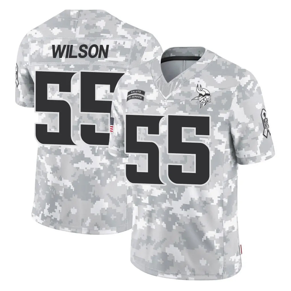 M.Vikings #55 Eric Wilson Player Arctic Camo Salute To Service Limited Game Qdoa Stitched Jerseys