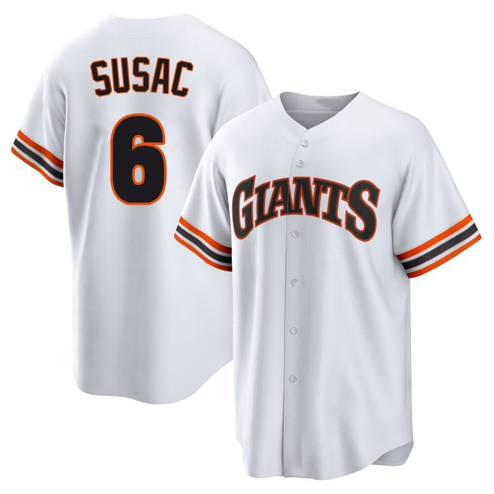 SF.Giants #6 Daniel Susac Player White Home Game Qdoa Stitched Jerseys