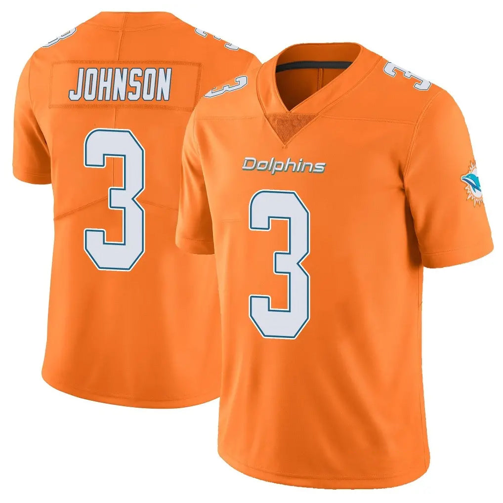M.Dolphins #3 Chris Johnson Player Orange Limited Home Game Qdoa Stitched Jerseys