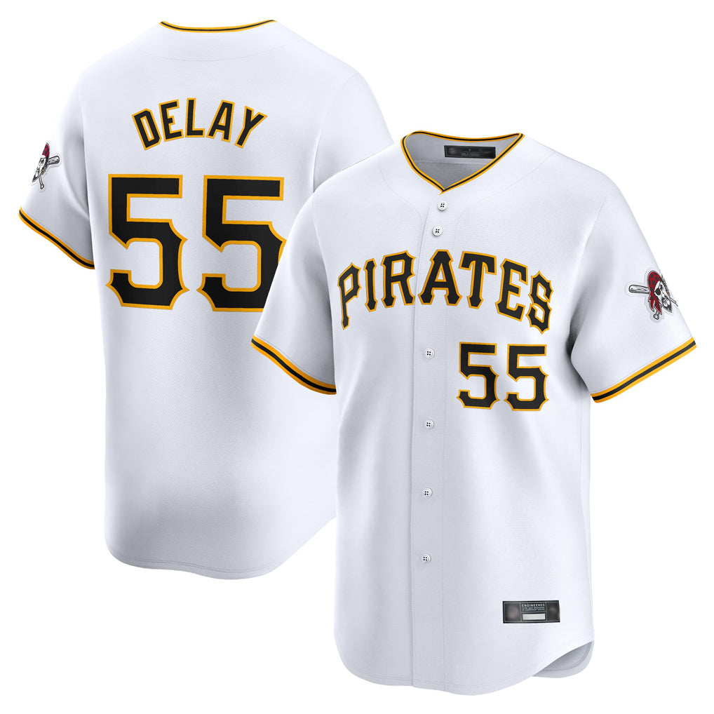 P.Pirates #55 Jason Delay Player White Home Limited Qdoa Stitched Jerseys