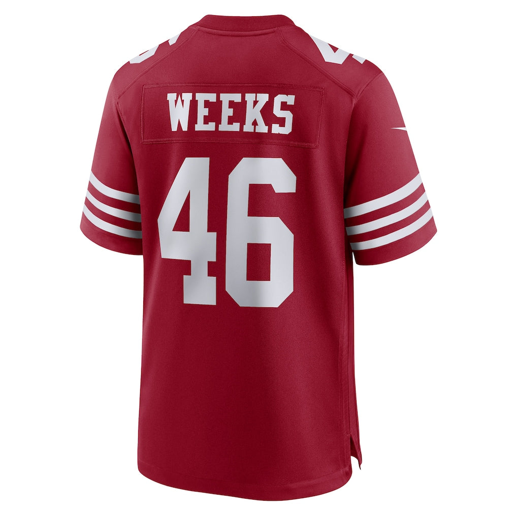 Qdoa SF.49ers #46 Jon Weeks Scarlet Team Game Jersey