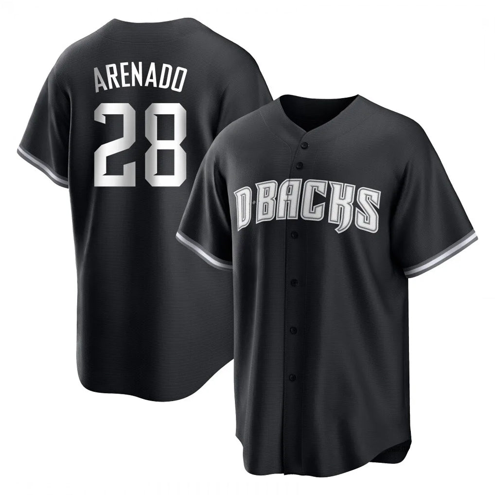 A.Diamondbacks #28 Nolan Arenado Player Black Game Home Qdoa Stitched Jerseys