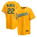 Athletics #22 Jeff McNeil Player Gold Home Game Qdoa Stitched Jerseys