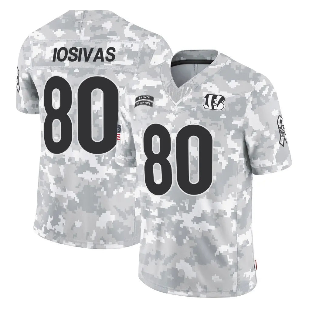 C.Bengals #80 Andrei Iosivas Player Arctic Camo Salute to Service Limited Qdoa Stitched Jerseys