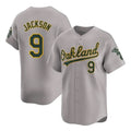 Athletics #9 Reggie Jackson Player Gray Road Limited Home Game Qdoa Stitched Jerseys