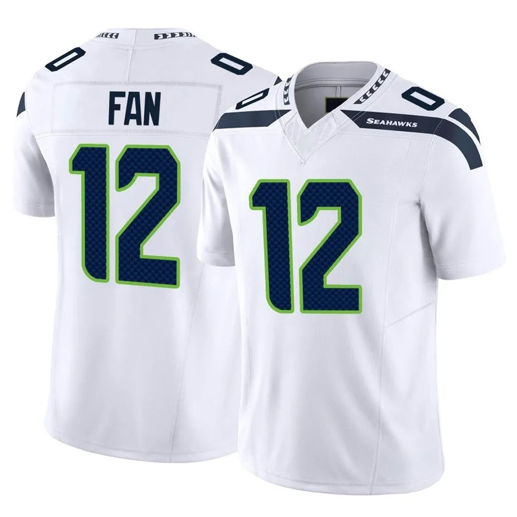 S.Seahawks #12 12th Fan Player White Limited Vapor F.U.S.E. Home Game Qdoa Stitched Jerseys