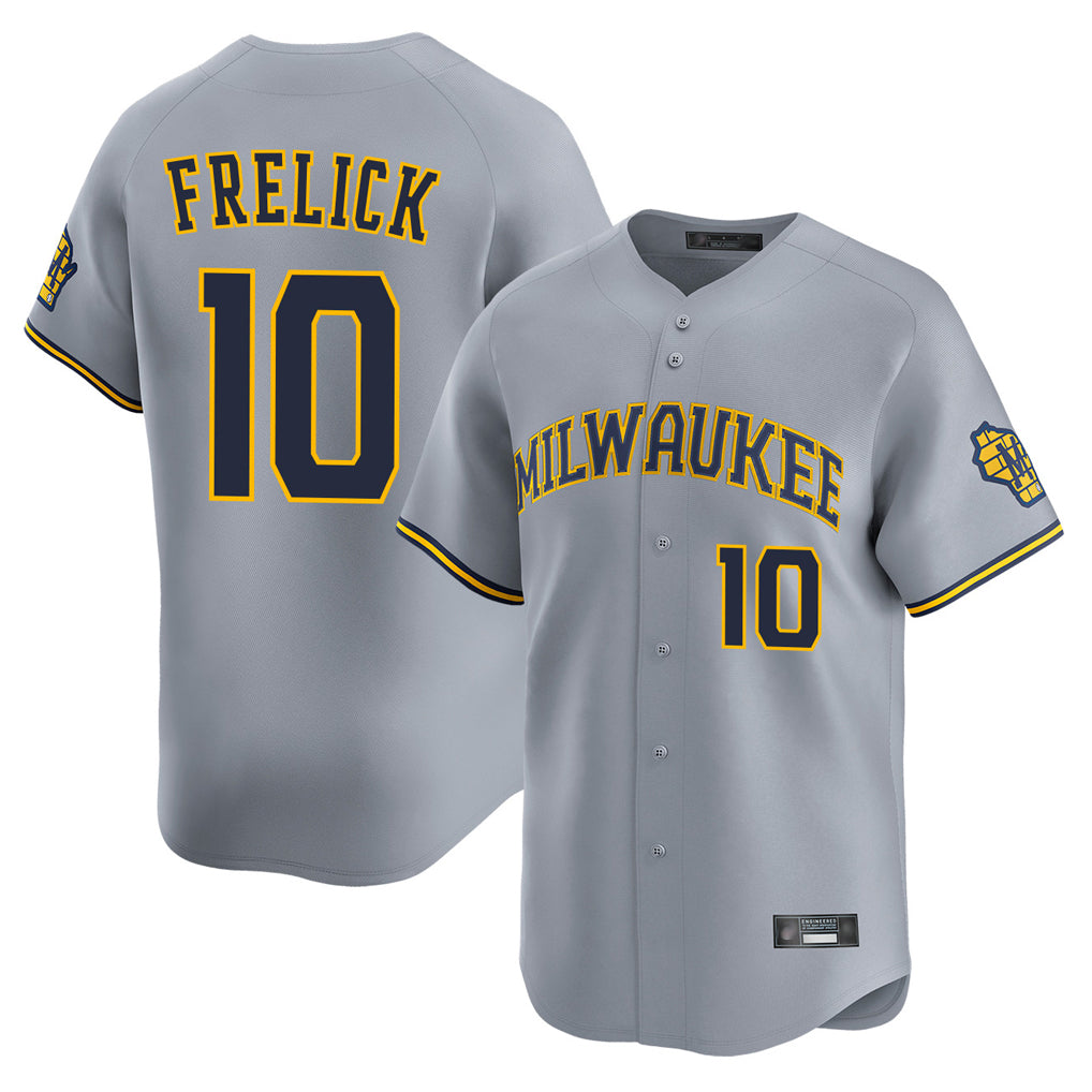 M.Brewers #10 Sal Frelick Player Gray Home Limited Qdoa Stitched Jerseys