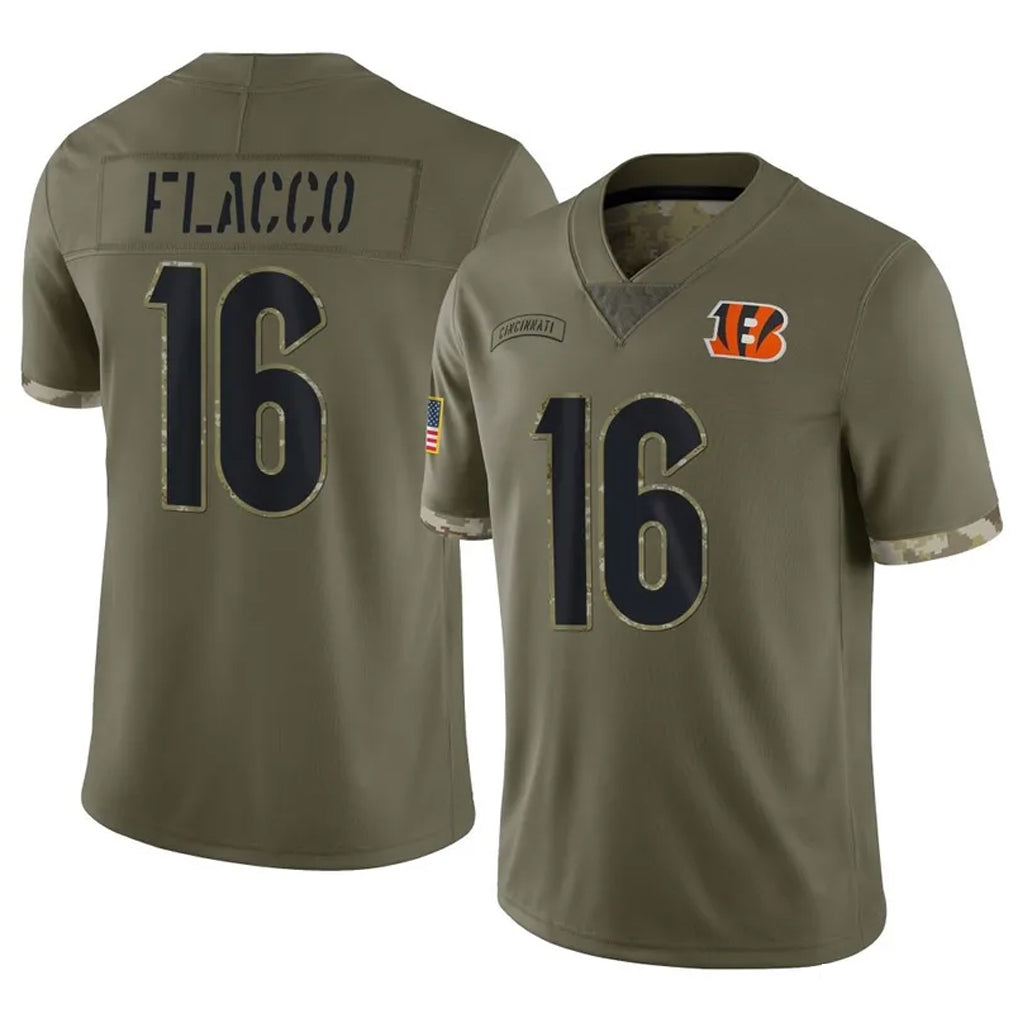 C.Bengals #16 Joe Flacco Player Olive Salute to Service Limited Game Qdoa Stitched Jerseys
