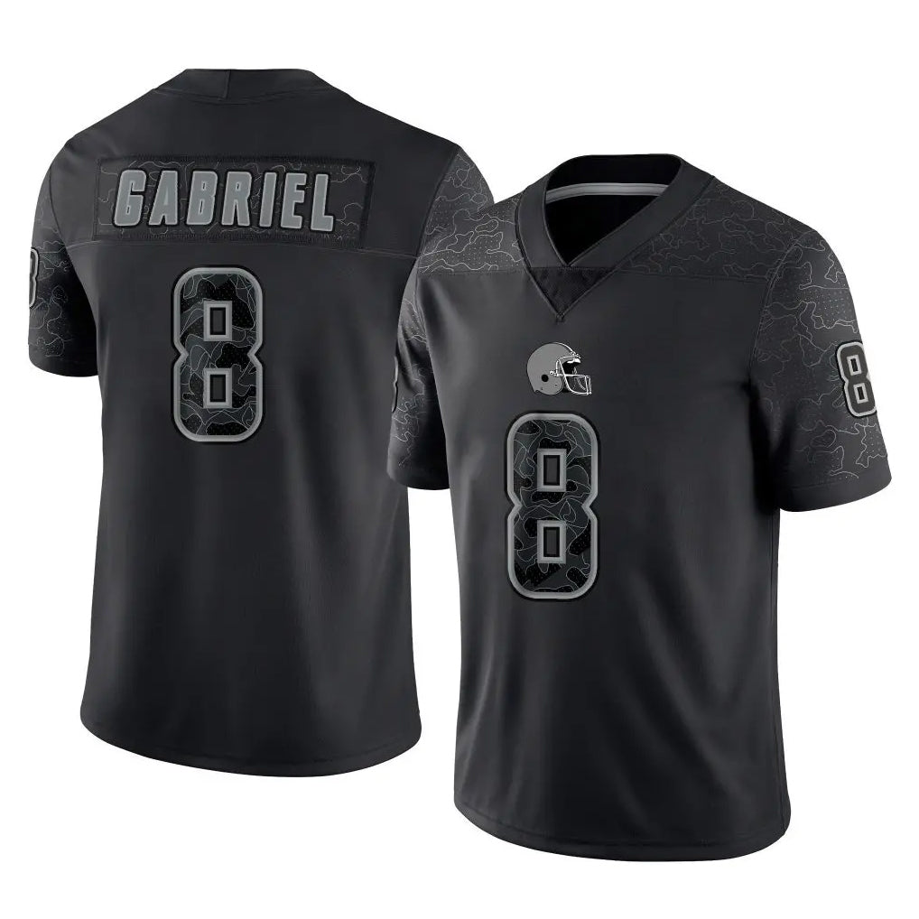 C.Browns #8 Dillon Gabriel Player Black Reflective Home Game Qdoa Stitched Jerseys