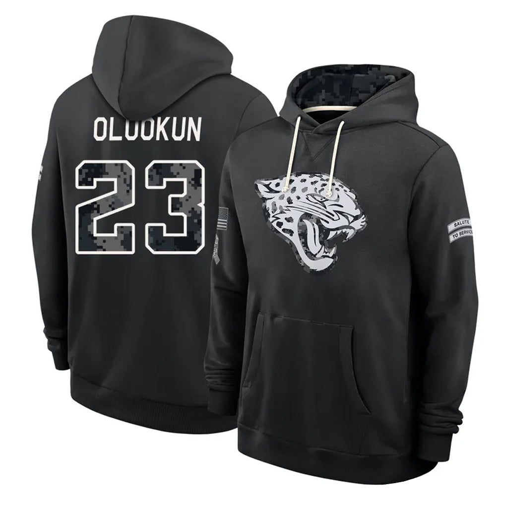 J.Jaguars #23 Foyesade Oluokun Player 2026 Black Logo Pullover Hoodies Limited Game Qdoa Stitched Jerseys