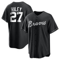 A.Braves #27 Austin Riley Player Black Home Game Qdoa Stitched Jerseys