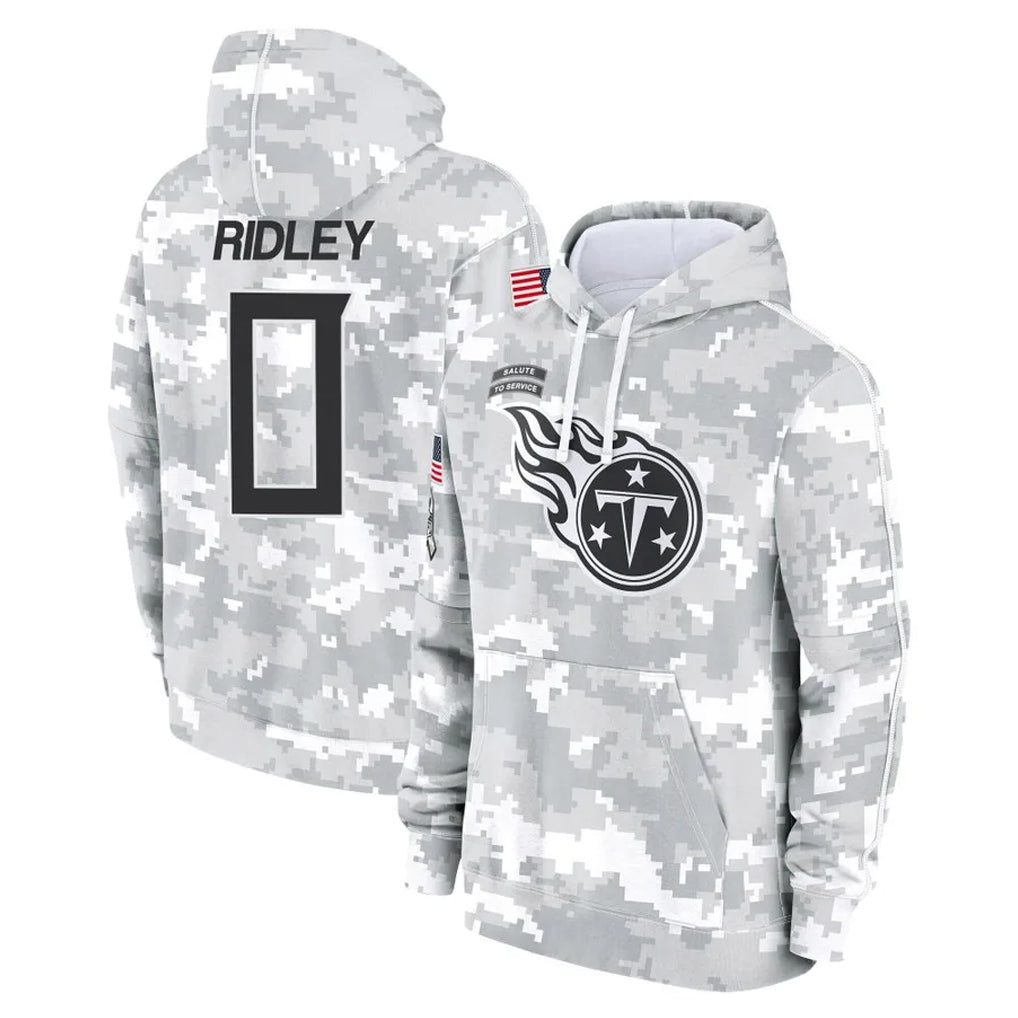 T.Titans #0 Calvin Ridley Player Camo Arctic Salute to Service Pullover Hoodies Home Game Qdoa Stitched Jerseys