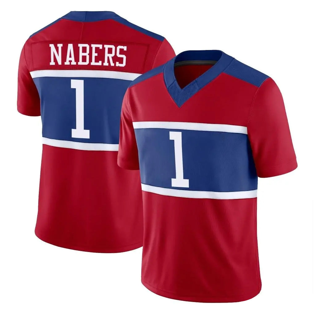 NY.Giants #1 Malik Nabers Player Red Century Vapor F.U.S.E. Home Game Qdoa Stitched Jerseys