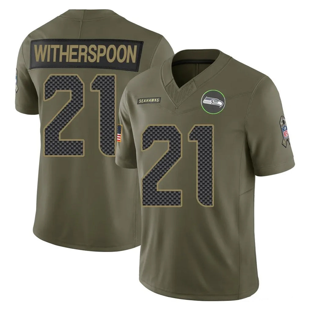 S.Seahawks #21 Devon Witherspoon Player Olive 2025 Salute To Service Limited Home Game Qdoa Stitched Jerseys