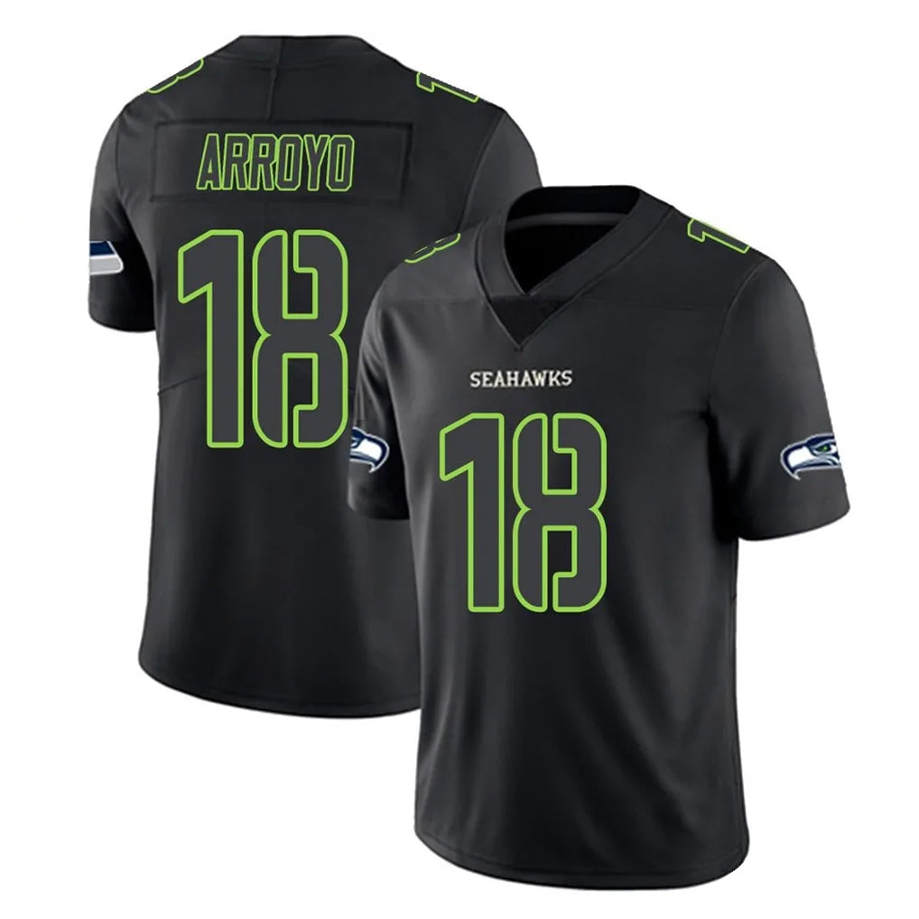 S.Seahawks #18 Elijah Arroyo Player Black Impact Limited Home Game Qdoa Stitched Jerseys