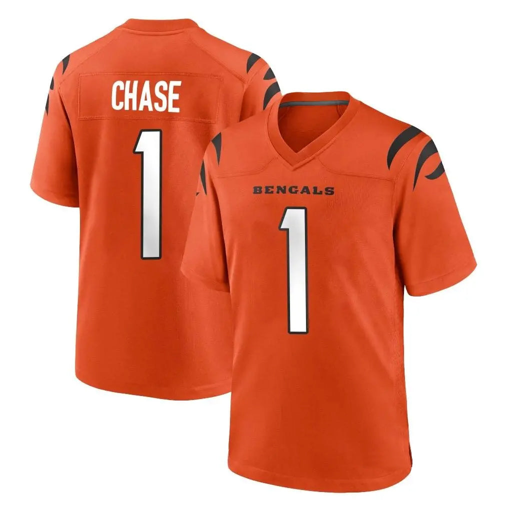 C.Bengals #1 Ja'Marr Chase Player Orange Home Game Qdoa Stitched Jerseys
