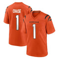 C.Bengals #1 Ja'Marr Chase Player Orange Home Game Qdoa Stitched Jerseys