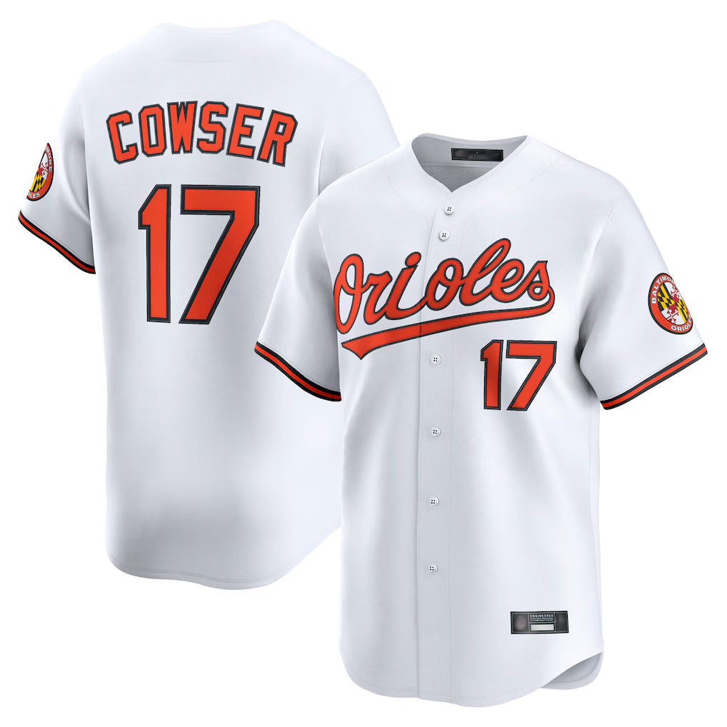 B.Orioles #17 Colton Cowser Player White Limited Home Game Qdoa Stitched Jerseys