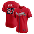A.Braves #27 Austin Riley Player Red Limited Elite Home Game Qdoa Stitched Jerseys