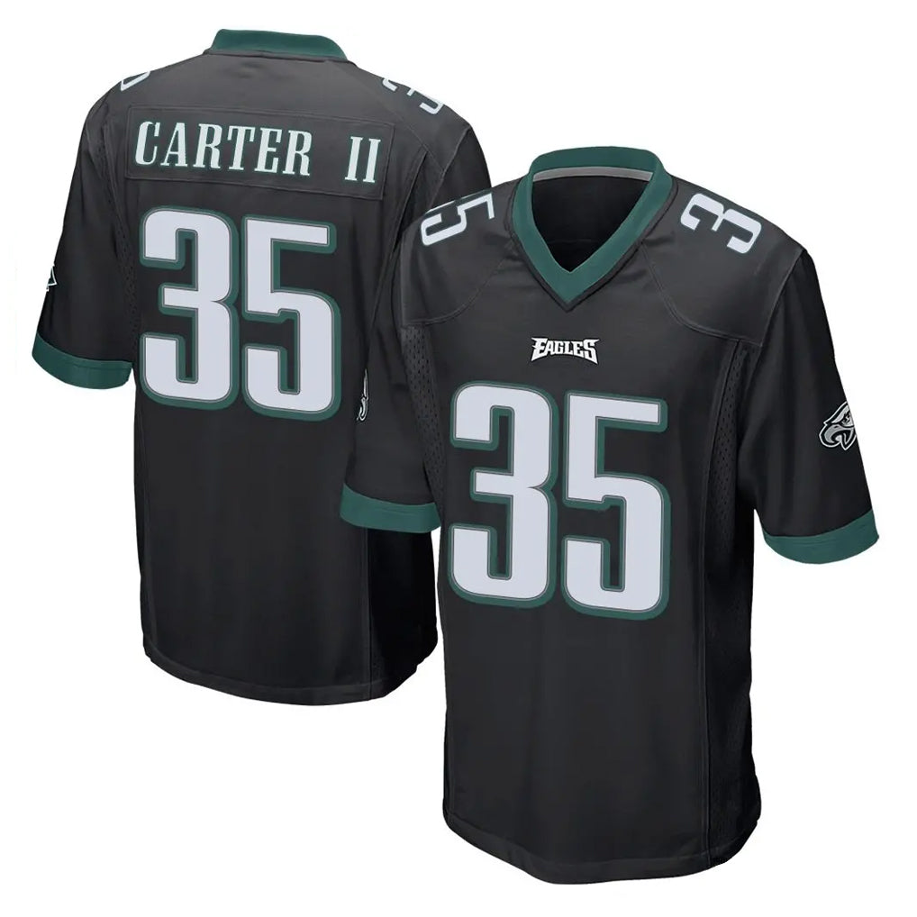 P.Eagles #35 Michael Carter II Player Black Home Game Qdoa Stitched Jerseys