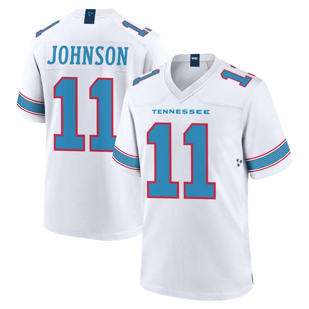 T.Titans #11 Jermaine Johnson II Player White 2026 Game Home Qdoa Stitched Jerseys