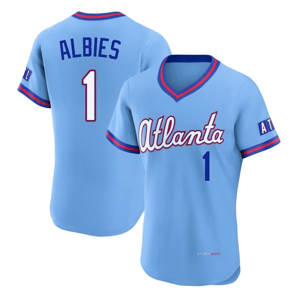 A.Braves #1 Ozzie Albies Player Powder Blue 2026 City Connect T-shirt Limited Elite Home Game Qdoa Stitched Jerseys