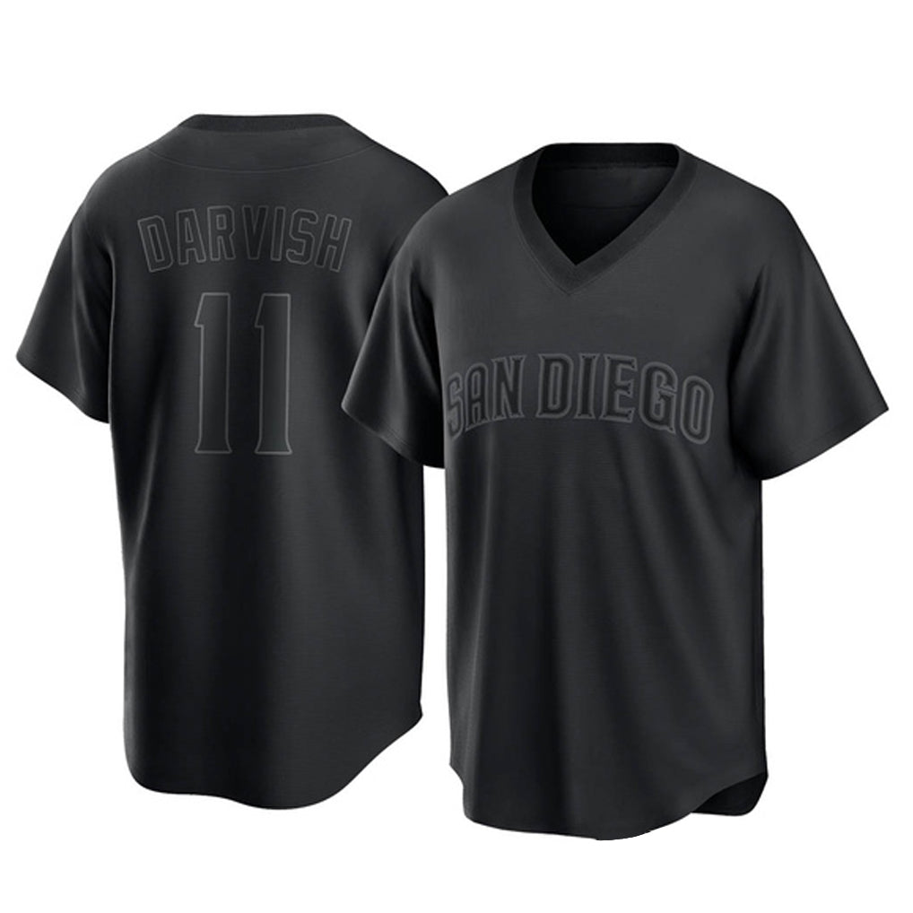 S.Diego Padres #11 Yu Darvish Player Black Pitch Fashion Game T-shirt Qdoa Stitched Jerseys