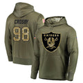 LV.Raiders #98 Maxx Crosby Player Olive Salute to Service Pullover Hoodies Home Game Qdoa Stitched Jerseys