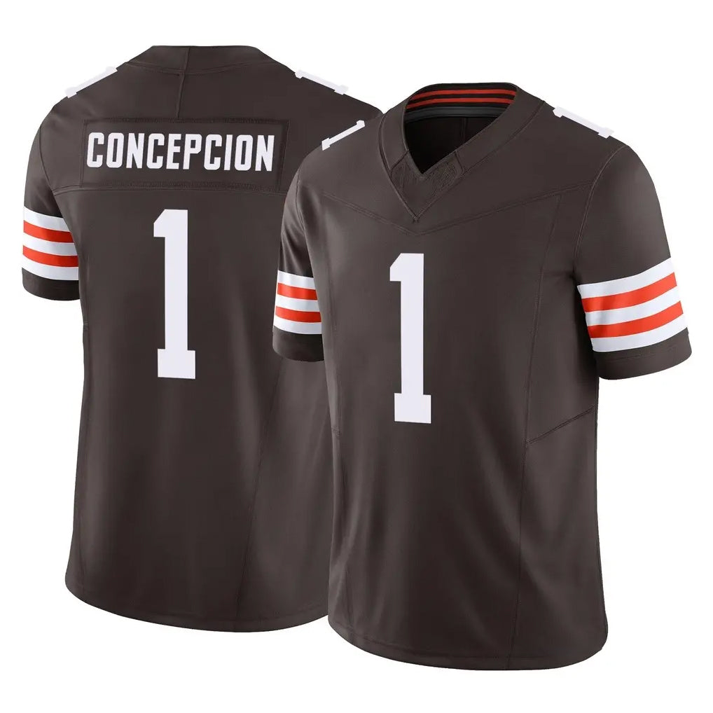 C.Browns #1 KC Concepcion Player Brown Vapor F.U.S.E. Limited Home Game Qdoa Stitched Jerseys