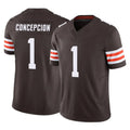 C.Browns #1 KC Concepcion Player Brown Vapor F.U.S.E. Limited Home Game Qdoa Stitched Jerseys