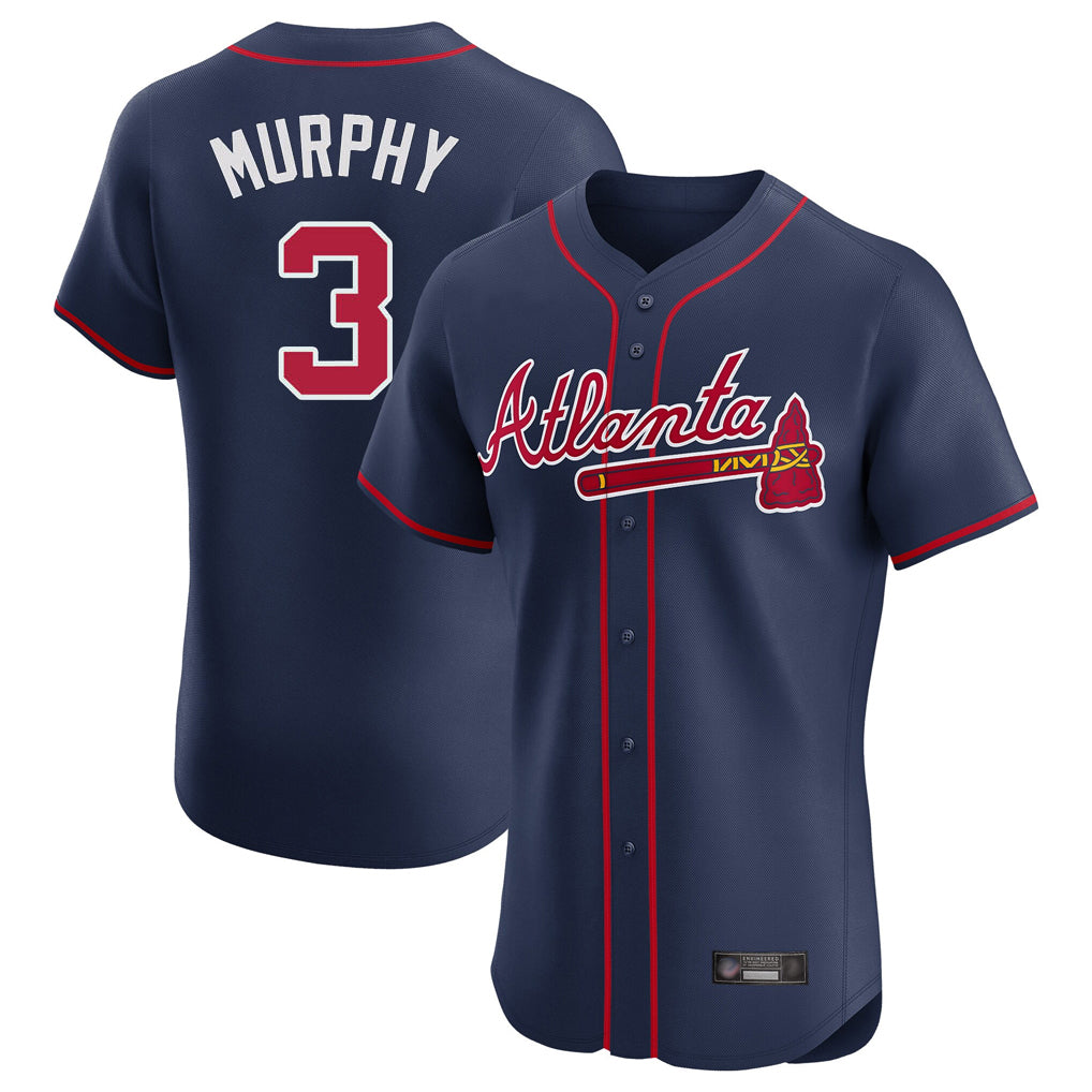 A.Braves #3 Dale Murphy Player Navy Limited Elite Home Game Qdoa Stitched Jerseys