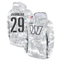 W.Commanders #29 Rasul Douglas Player Arctic Camo Limited Salute to Service Pullover Hoodies Game Qdoa Stitched Jerseys