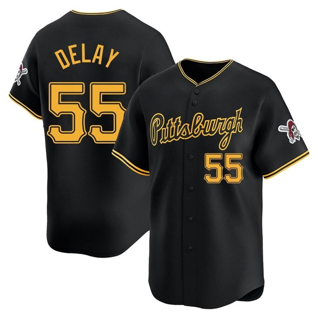 P.Pirates #55 Jason Delay Player Black Alt Home Limited Qdoa Stitched Jerseys