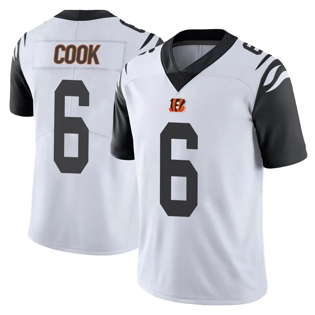 C.Bengals #6 Brian Cook Player White Color Rush Vapor Untouchable Limted Home Game Qdoa Stitched Jerseys