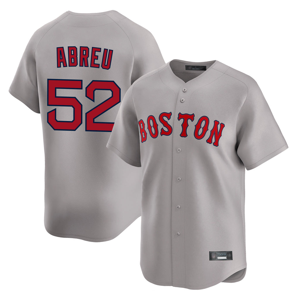 B.Red Sox #52 Wilyer Abreu Player Gray Road Limited Home Game Qdoa Stitched Jerseys