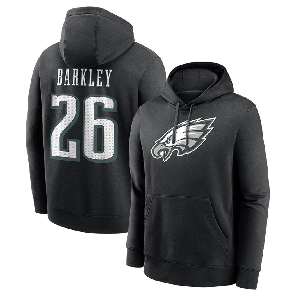P.Eagles #26 Saquon Barkley Player Black Pullover Hoodies Home Game Qdoa Stitched Jerseys