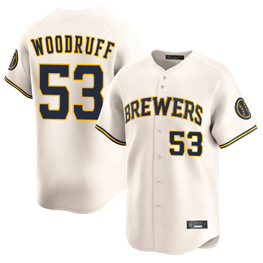 M.Brewers #53 Brandon Woodruff Player Cream Home Limited Game Qdoa Stitched Jerseys