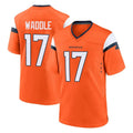 D.Broncos #17 Jaylen Waddle Player Orange Home Game Qdoa Stitched Jerseys