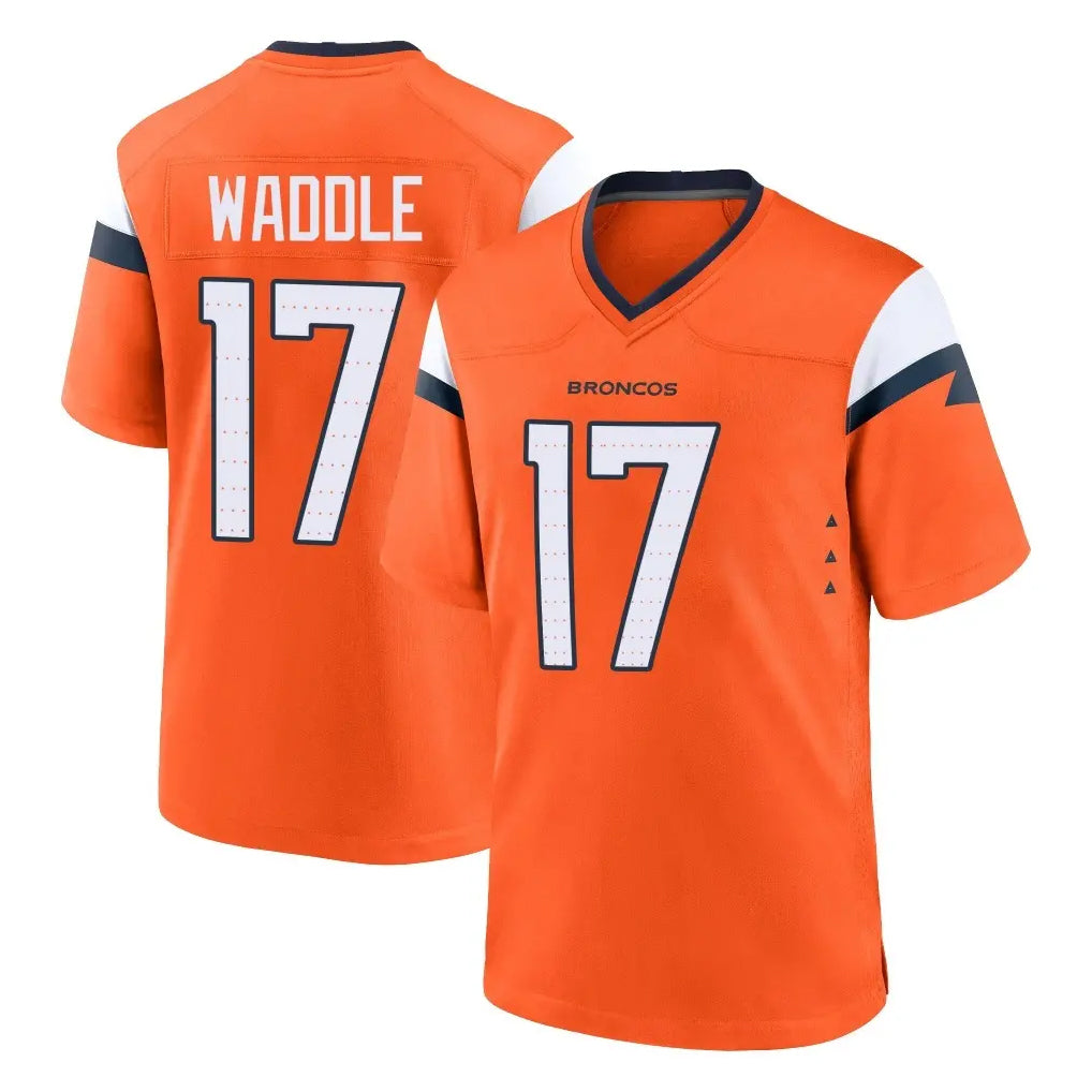D.Broncos #17 Jaylen Waddle Player Orange Home Game Qdoa Stitched Jerseys