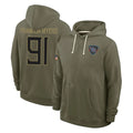 T.Titans #91 John Franklin-Myers Player Olive Salute to Service Hoodies Home Game Qdoa Stitched Jerseys